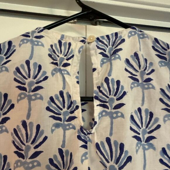 Sole by Mare blue block print ruffled blouse small - Picture 6 of 9